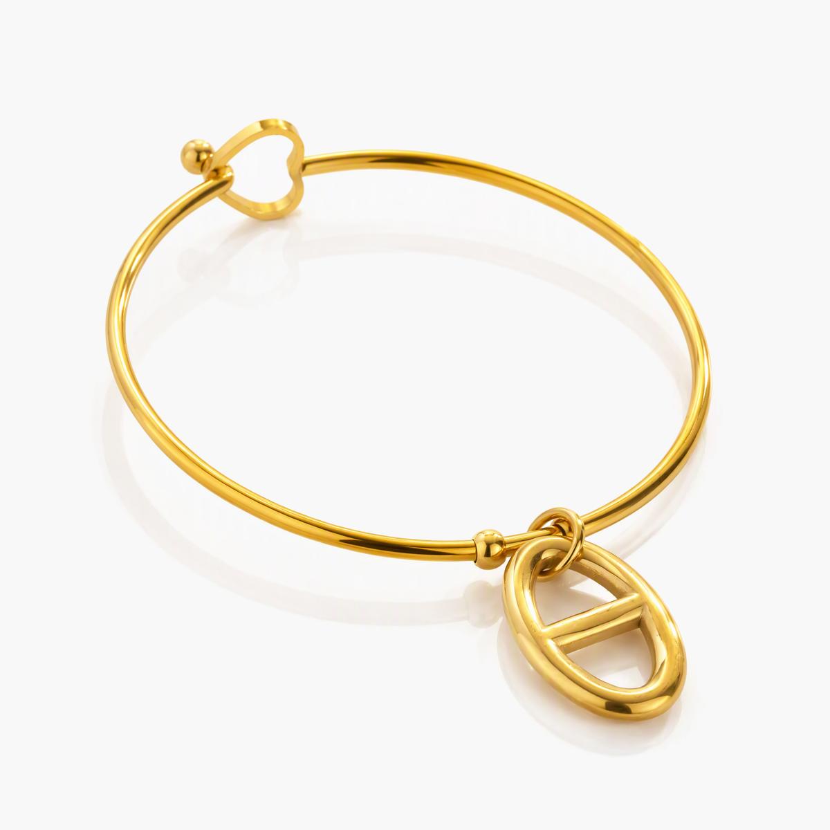 Minimalist Oval Charm Bangle