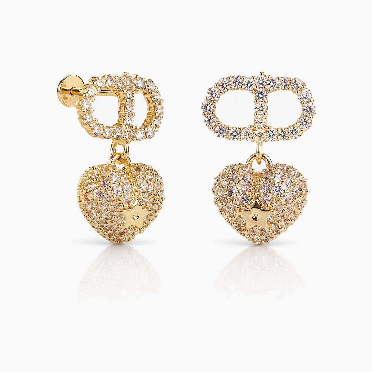 Trendy Double Circle Heart Drop Earrings