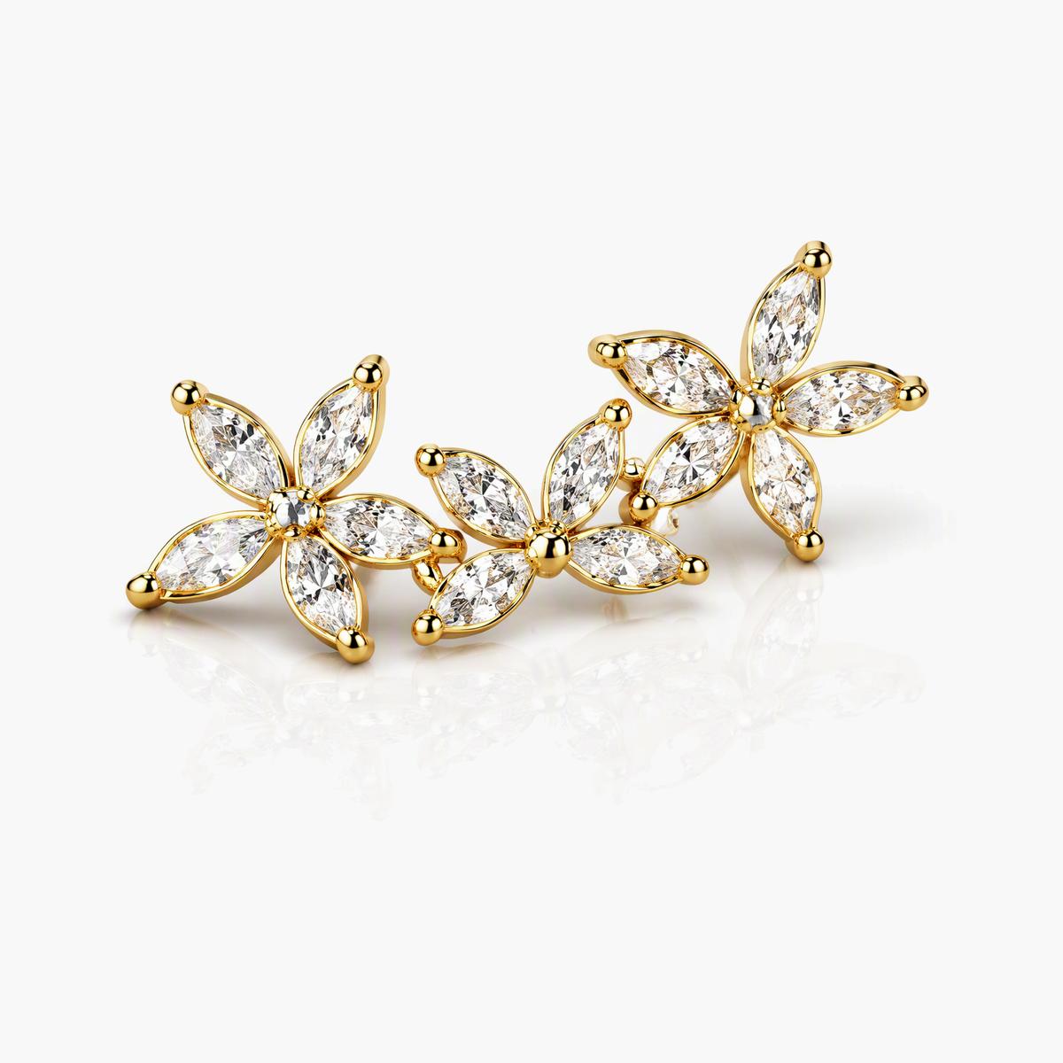 Dainty Three-Flower Cluster Stud Earrings
