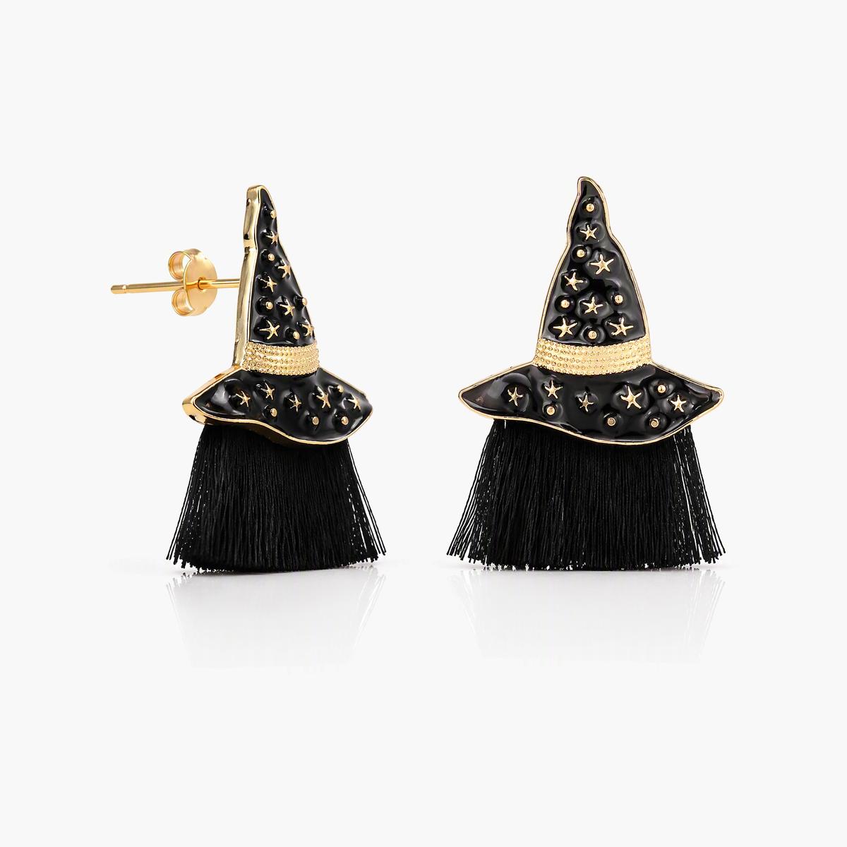 Cute Witch Hat Tassel Drop Earrings