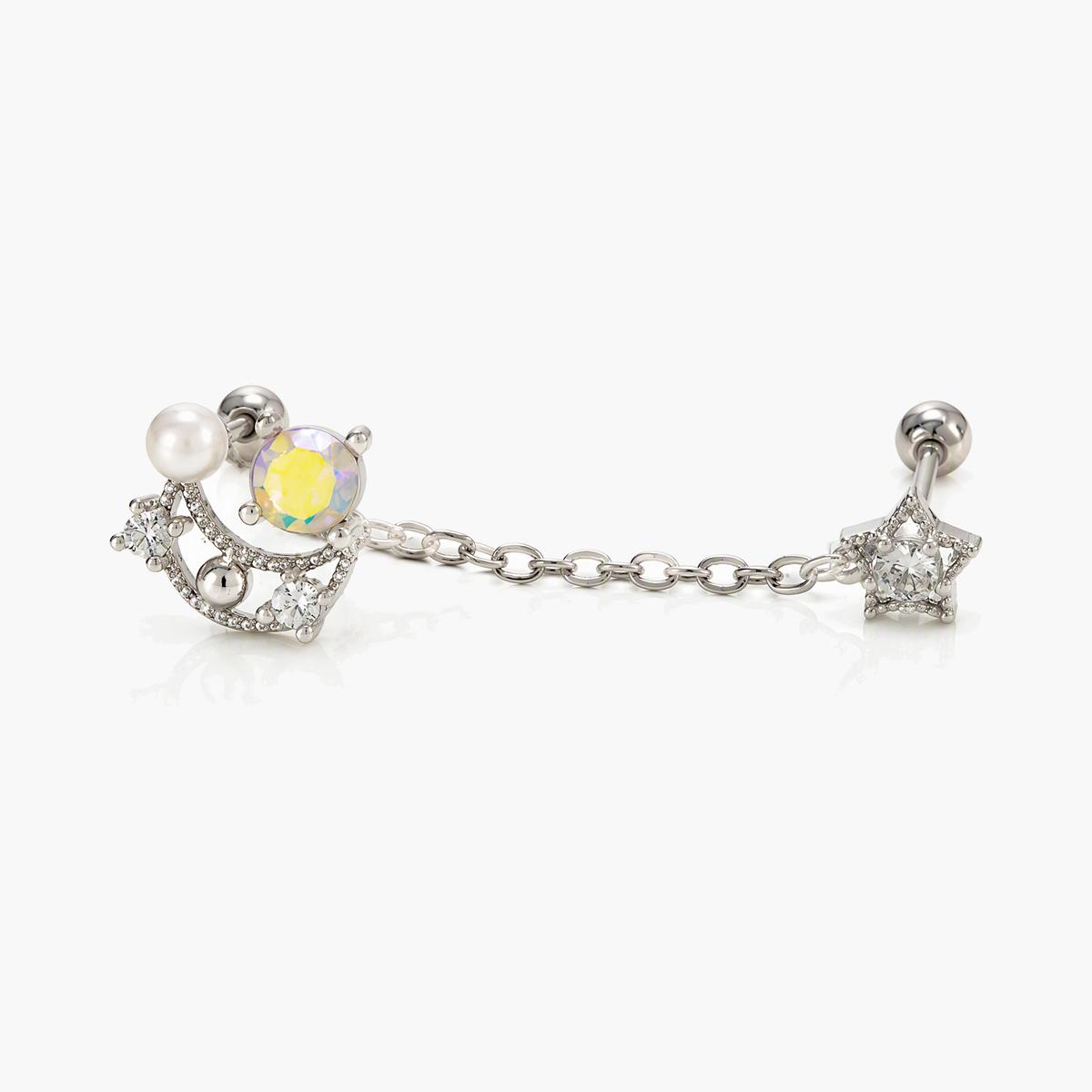 Dainty Flower & Star Chain Earrings