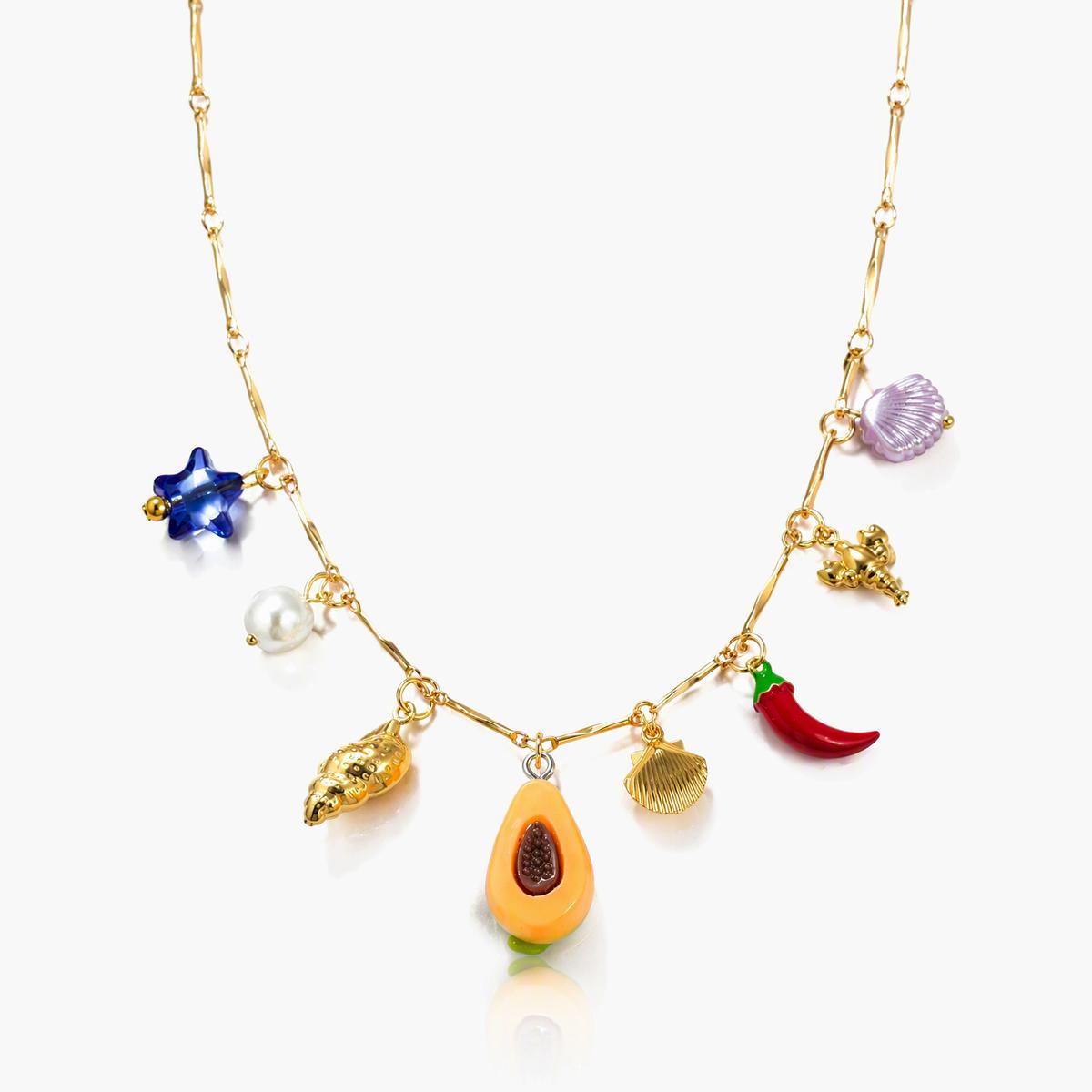 Cute Fruit And Shell Charm Necklace