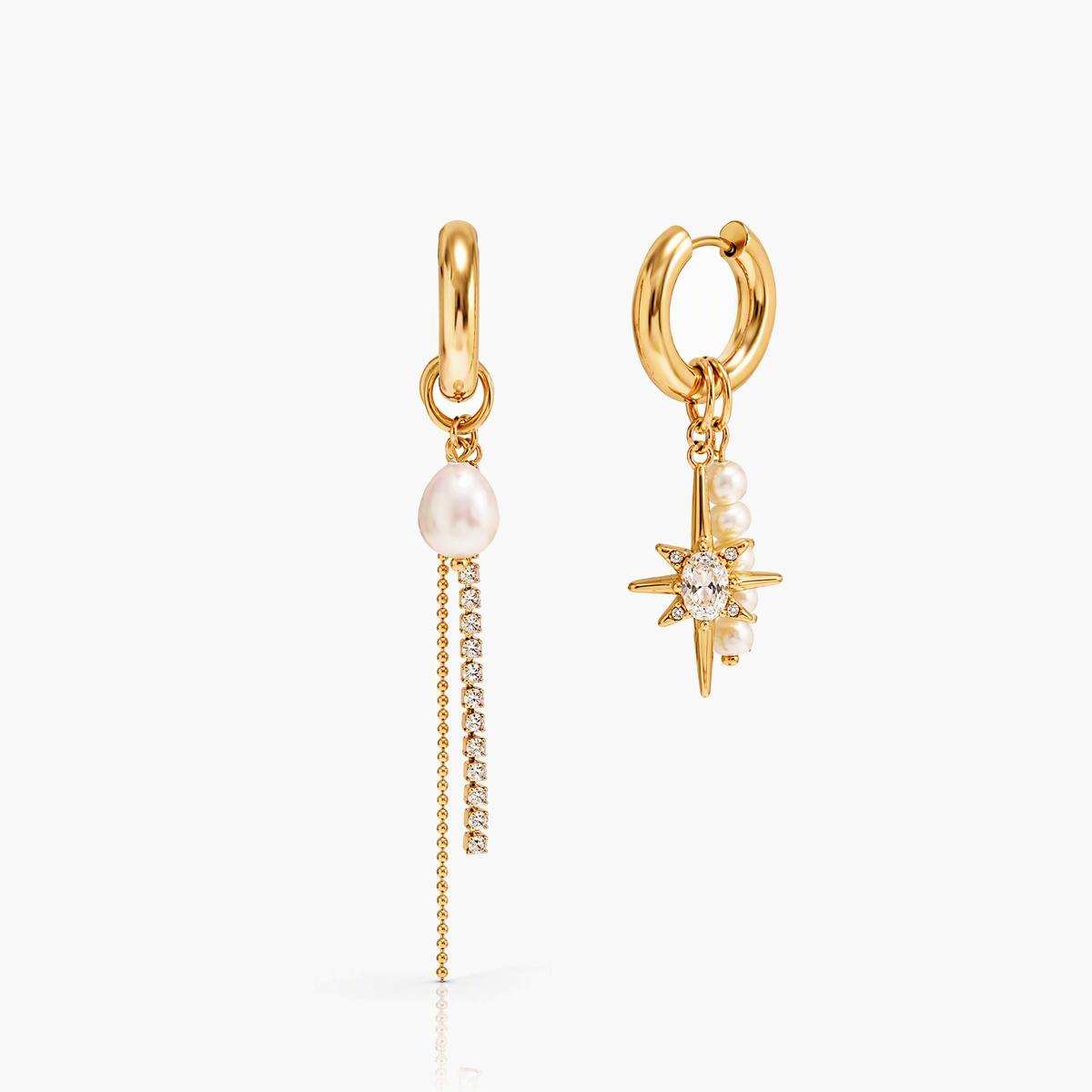Trendy Star Pearl Drop Earrings