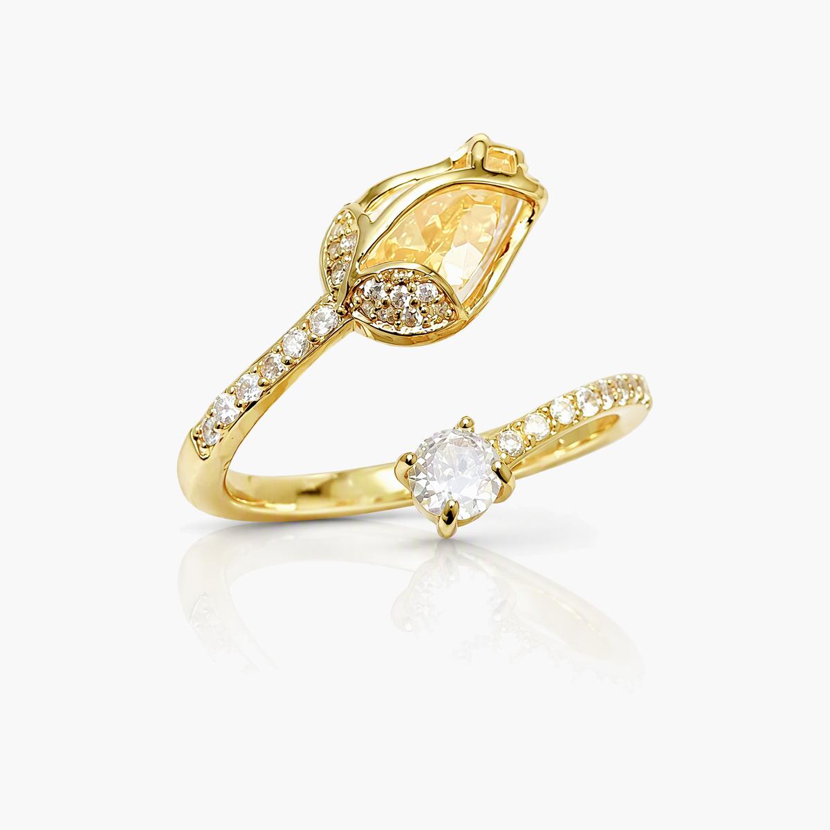 Dainty Leaf Branch Bypass Ring