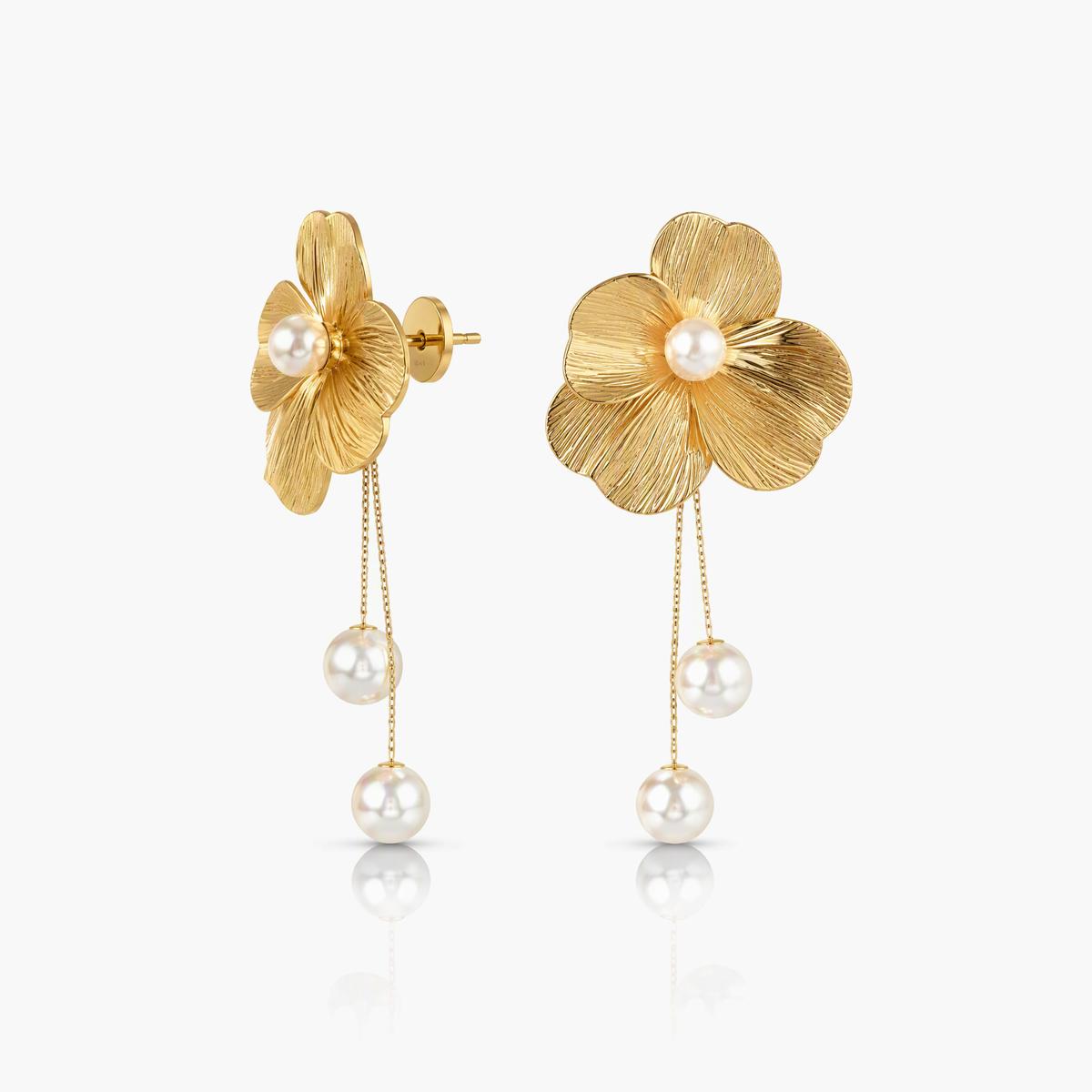 Elegant Flower Pearl Drop Earrings