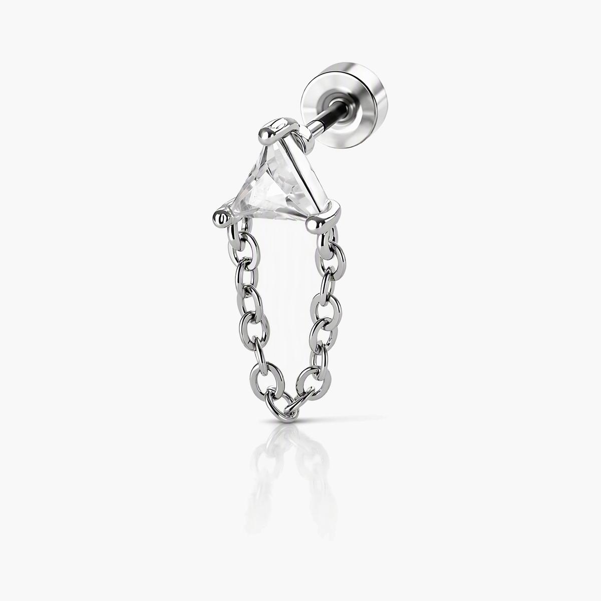 Triangle Stone Chain Drop Earrings