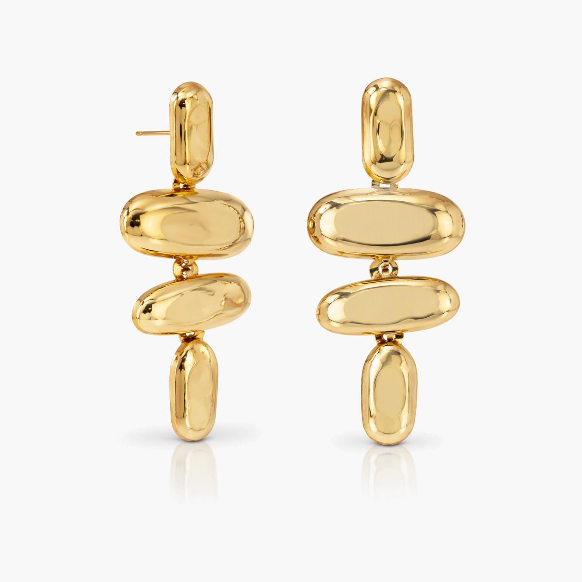 Tiered Oval Drop Earrings