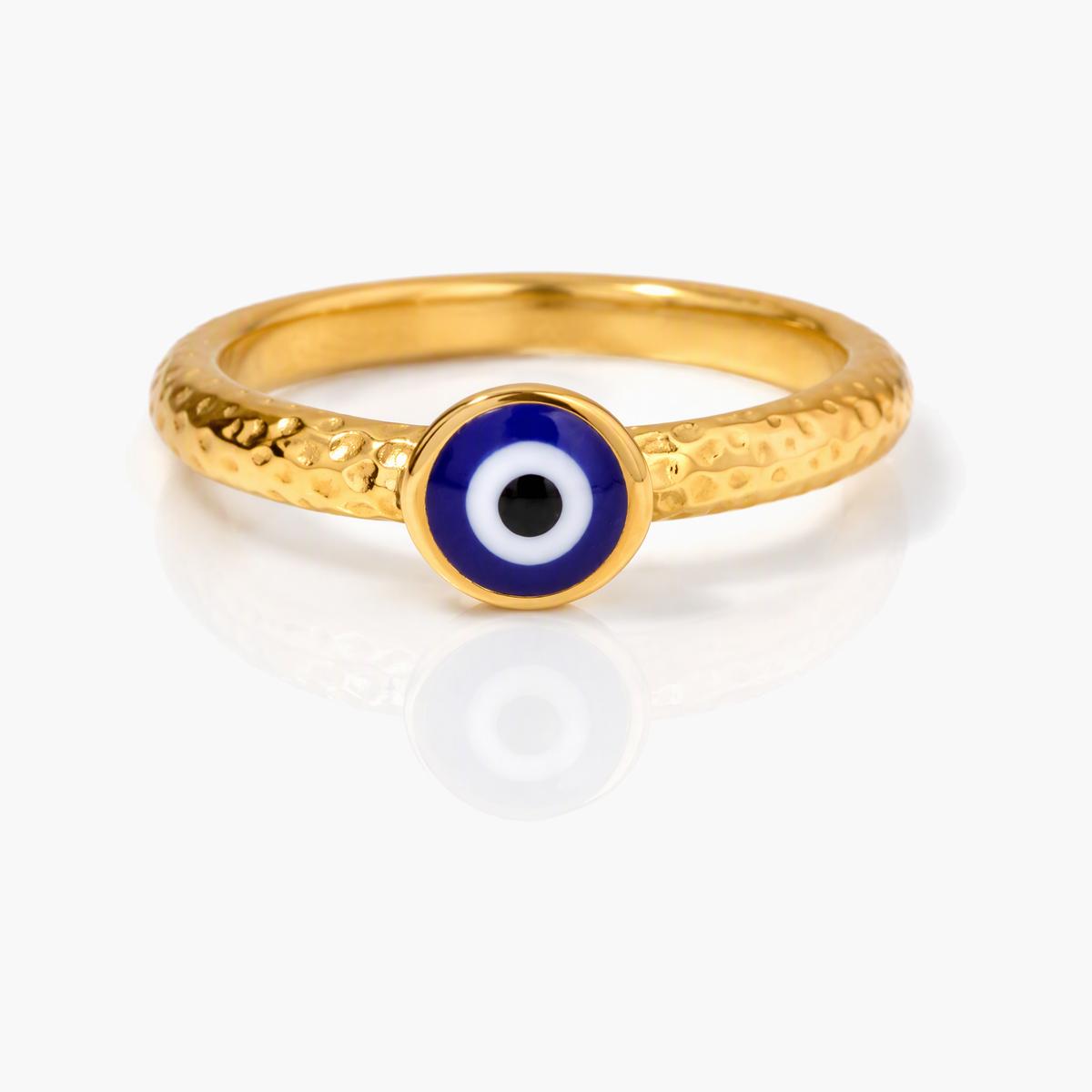 Hammered Evil Eye Ring