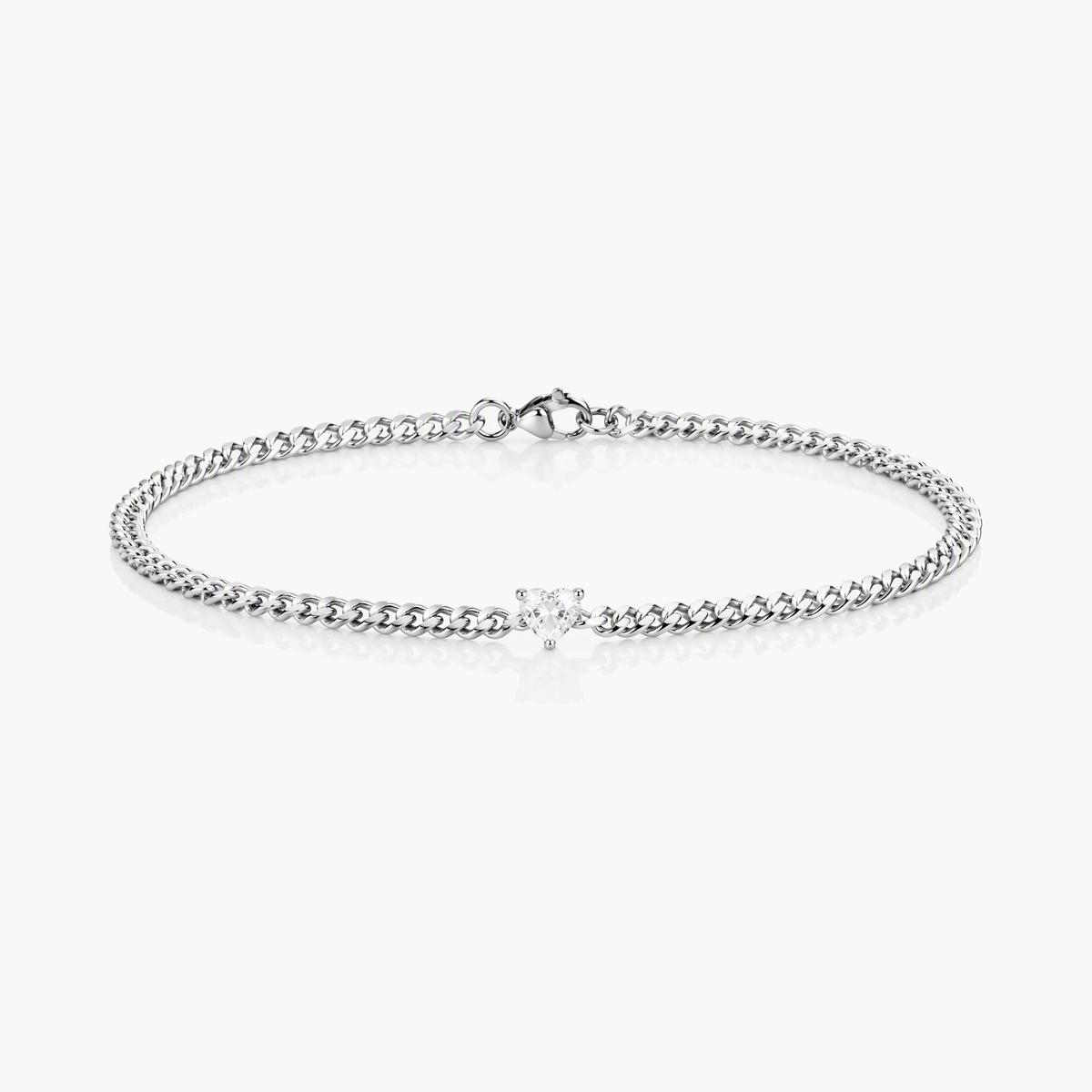 Heart Charm Cuban Link Bracelet