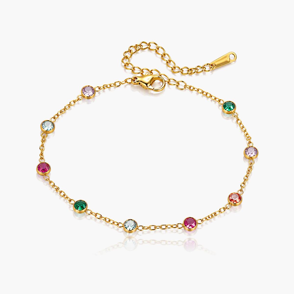 Dainty Multi-Stone Charm Bracelet