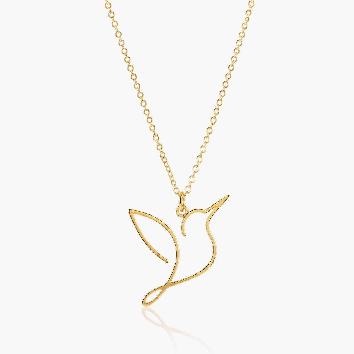 Minimalist Hummingbird Outline Necklace