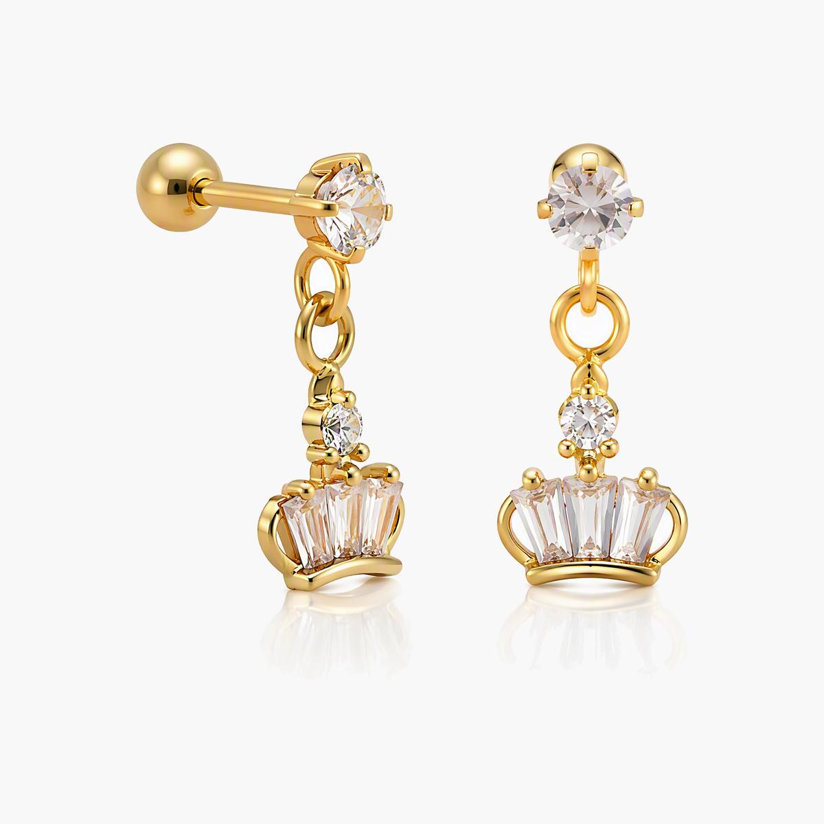 Cute Star Moon Crown Drop Earrings
