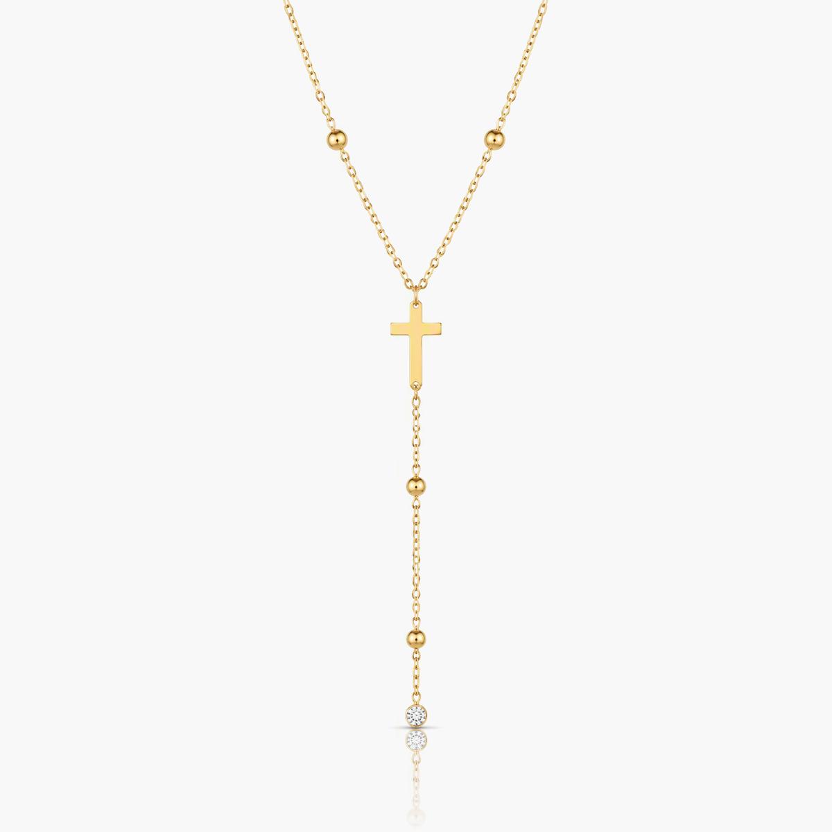Dainty Cross Beaded Chain Necklace