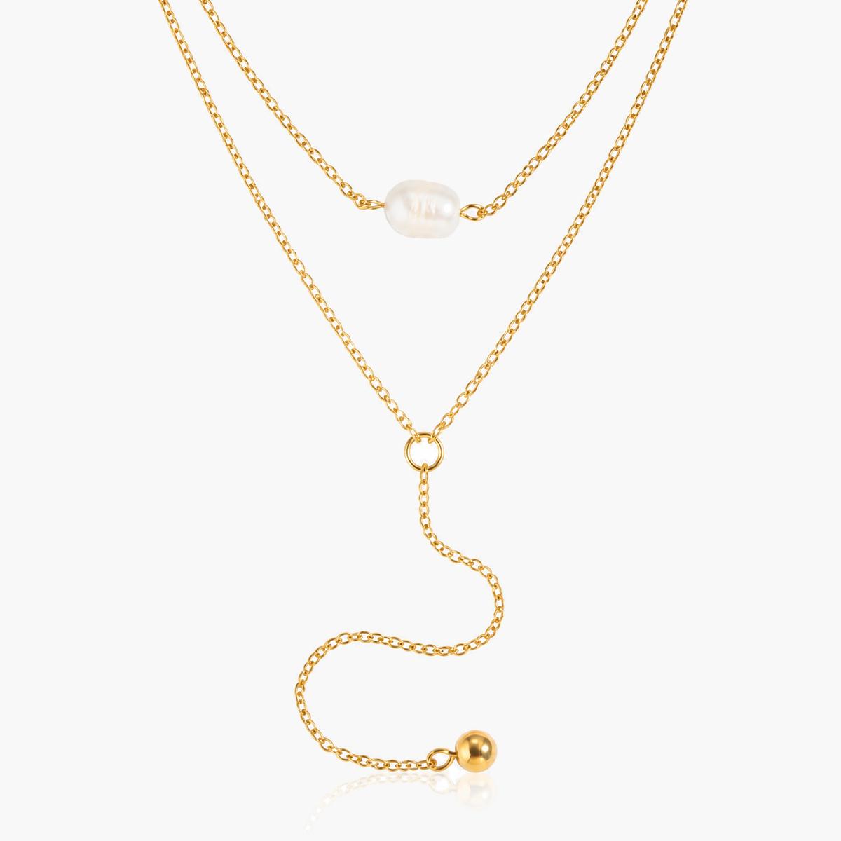 Dainty Pearl & Sphere Layered Necklace