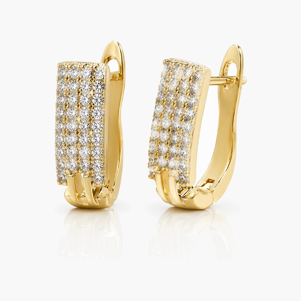 Pave Rectangular Hoop Earrings