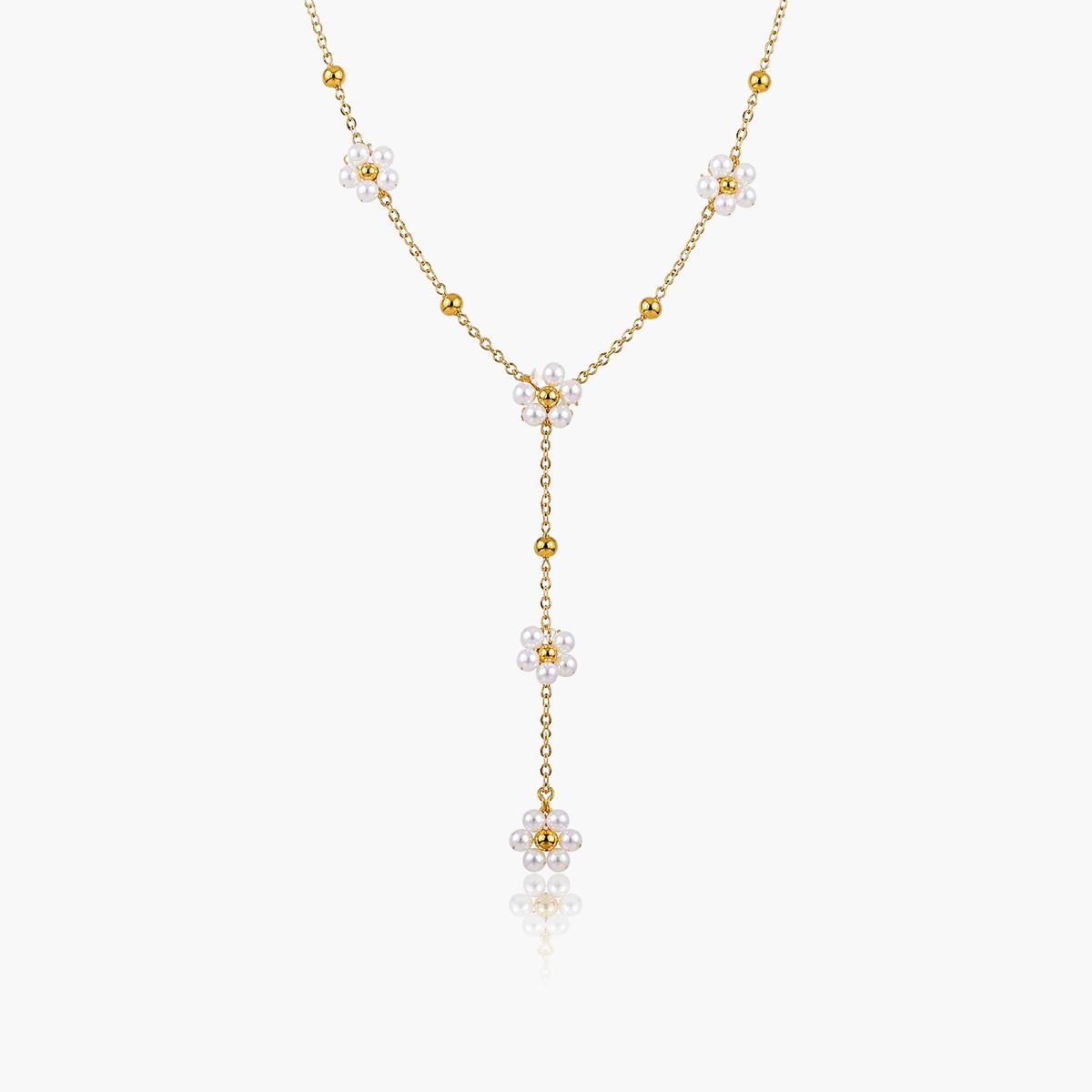 Dainty Pearl Flower Y-Necklace