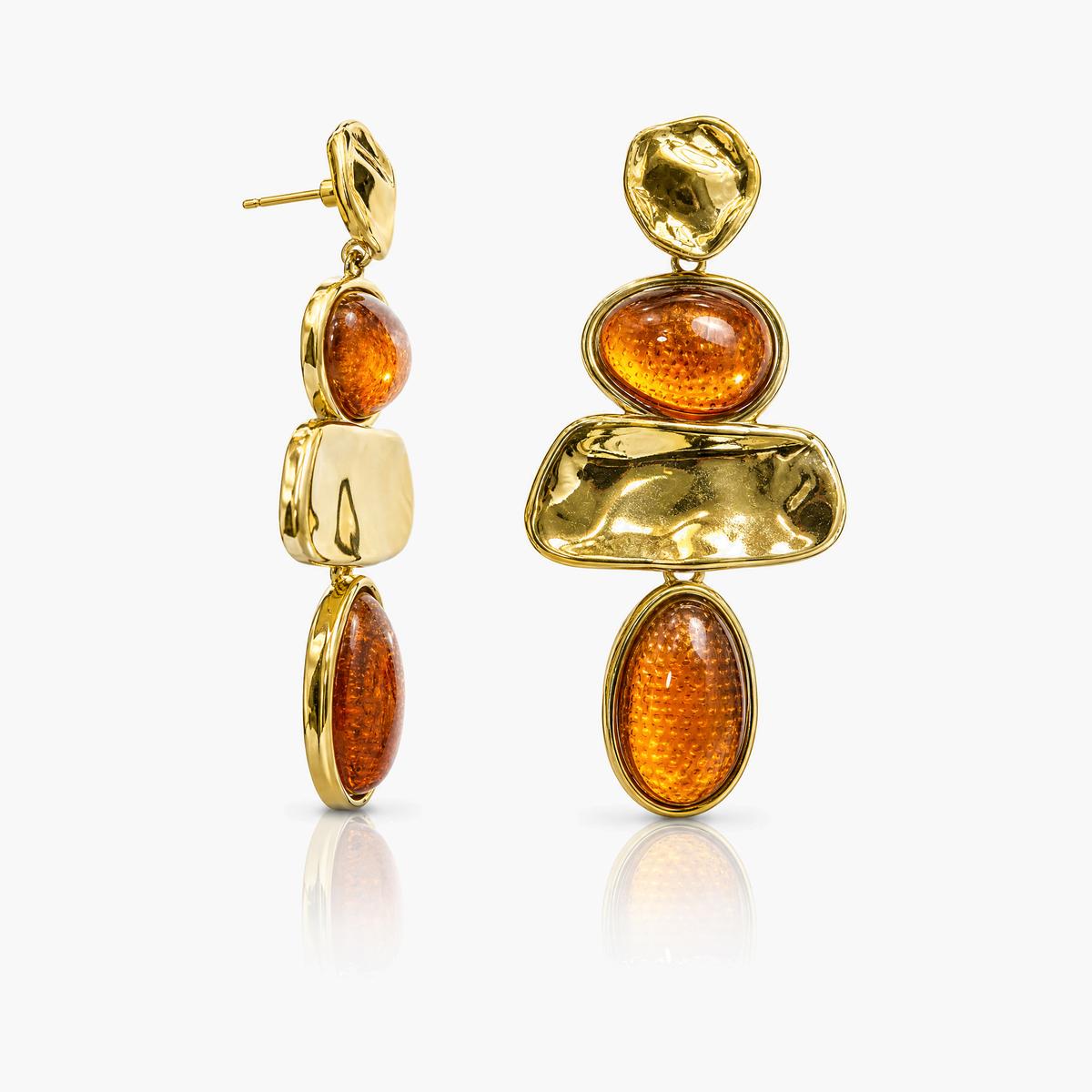 Chunky Stacked Stone Drop Earrings
