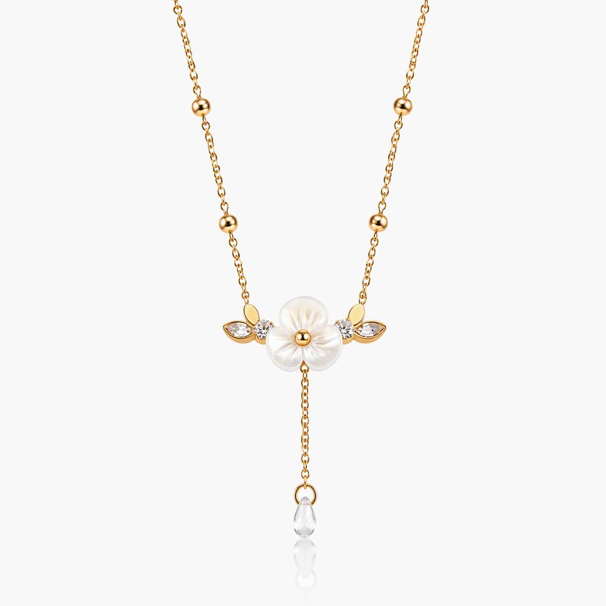 Dainty Flower Drop Necklace