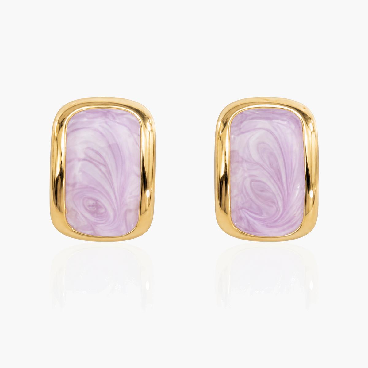 Marbled Rectangle Stud Earrings