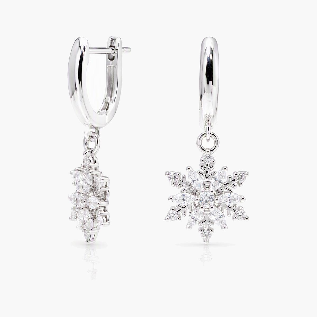 Dainty Snowflake Drop Earrings