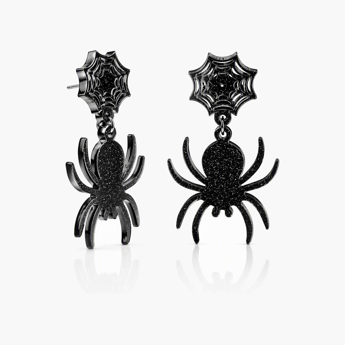 Spiderweb Spider Drop Earrings