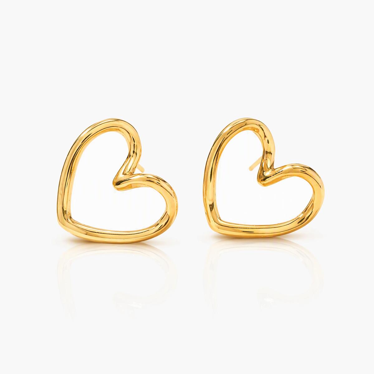 Open Heart Stud Earrings