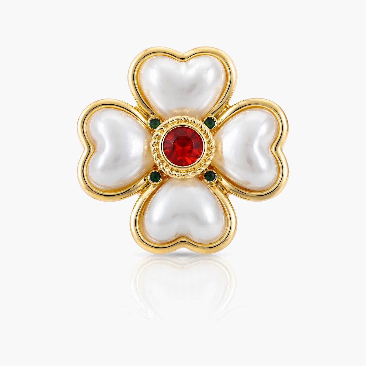Vintage Floral Heart Stud Earrings