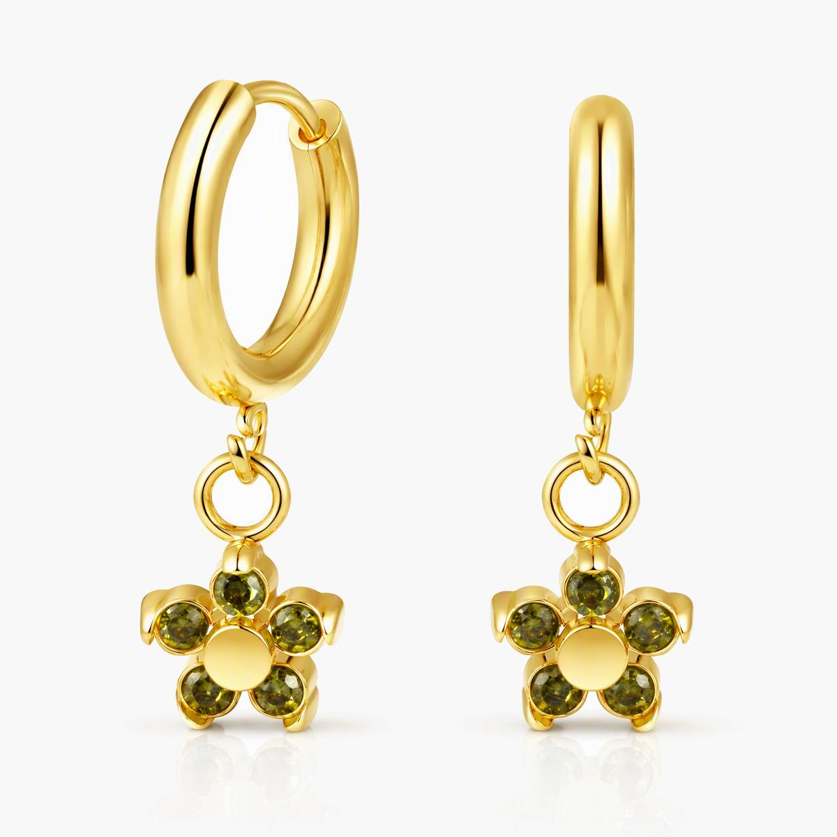 Cute Flower Charm Hoop Earrings
