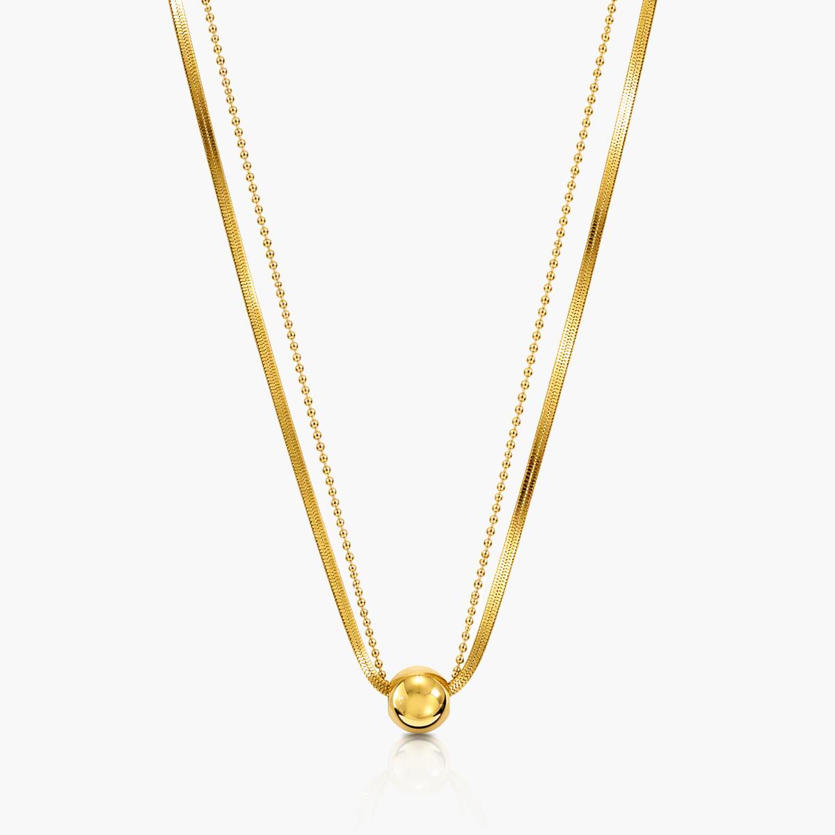 Minimalist Sphere Double Layer Necklace