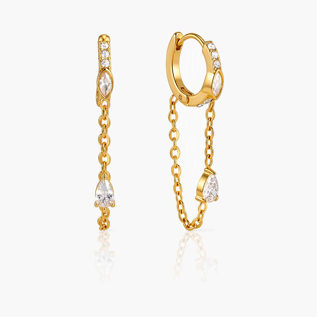Dainty Layered Chain Huggie Earrings