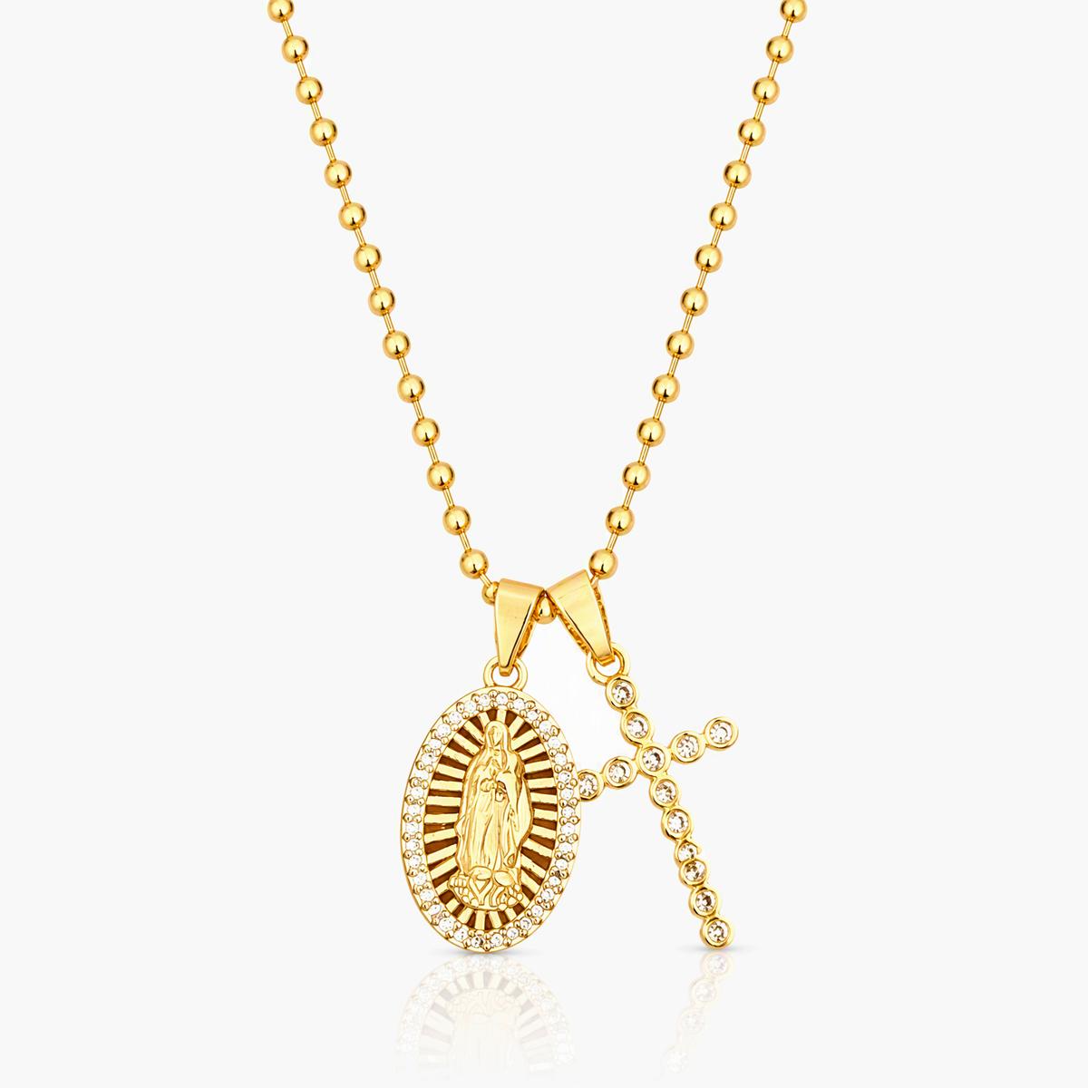 Virgin Mary Cross Pendant Necklace