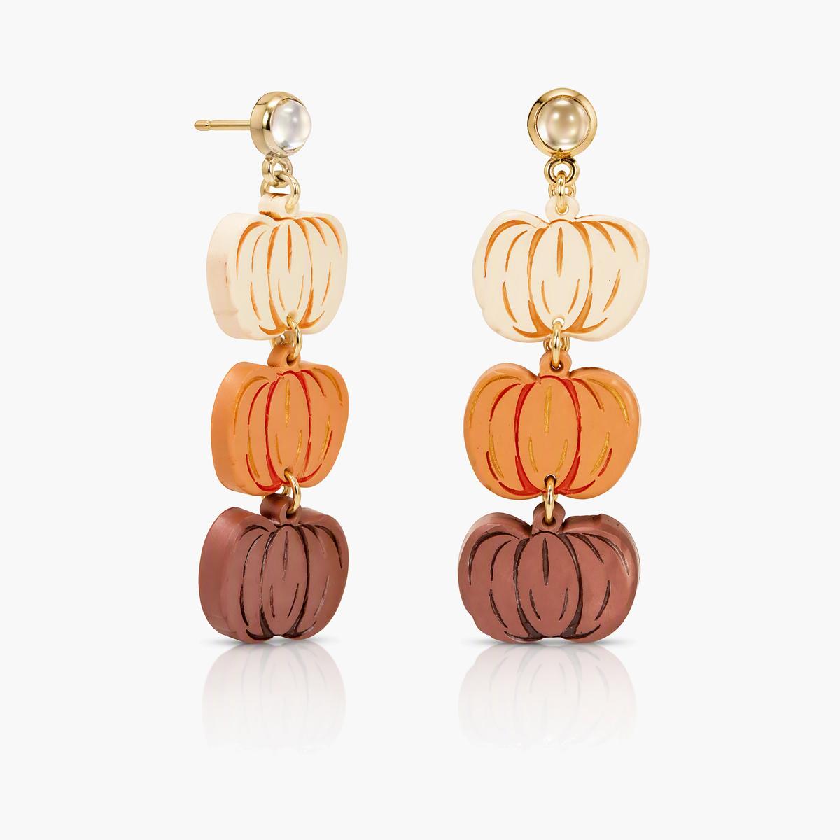 Cute Stacked Pumpkin Drop Earrings