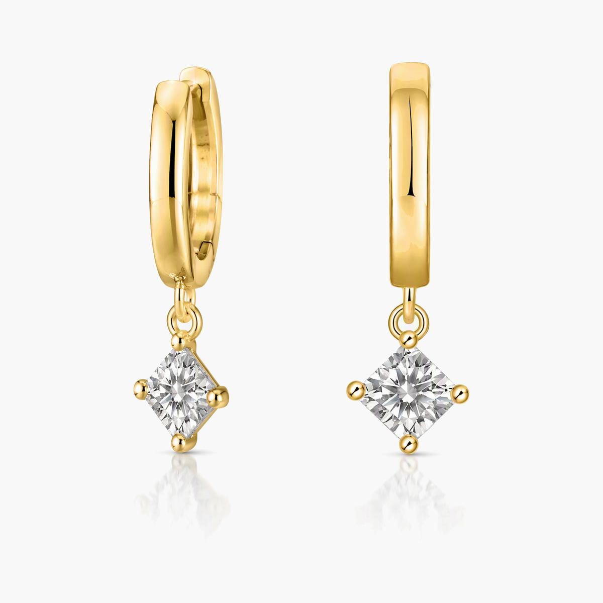 Dainty Square Drop Huggie Earrings