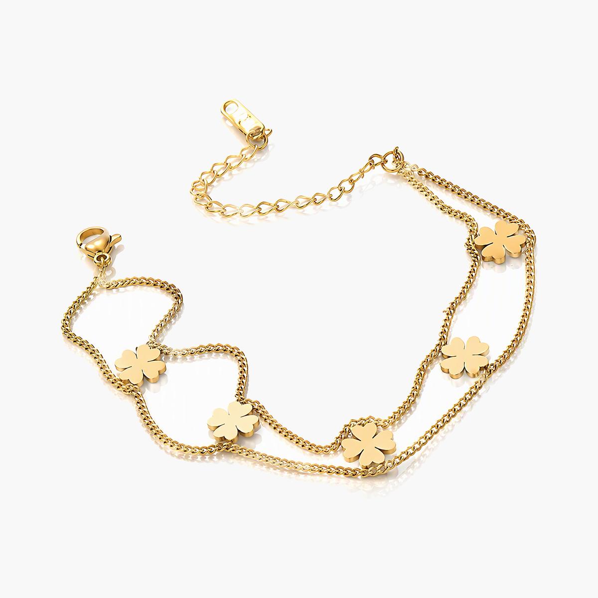Four-Leaf Clover Chain Bracelet
