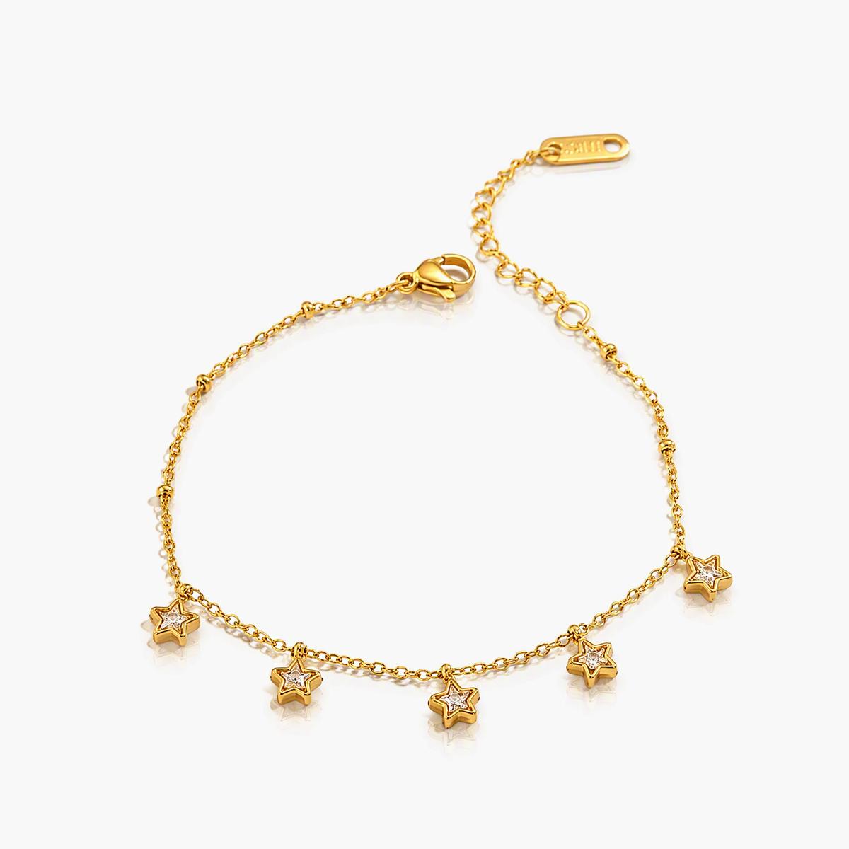 Dainty Star and Square Charm Bracelet