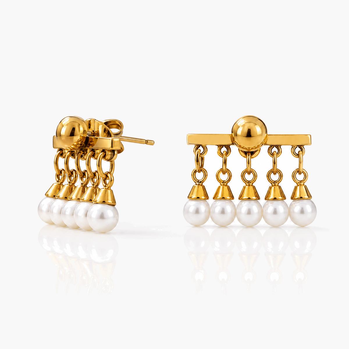 Geometric Stone Tassel Earrings