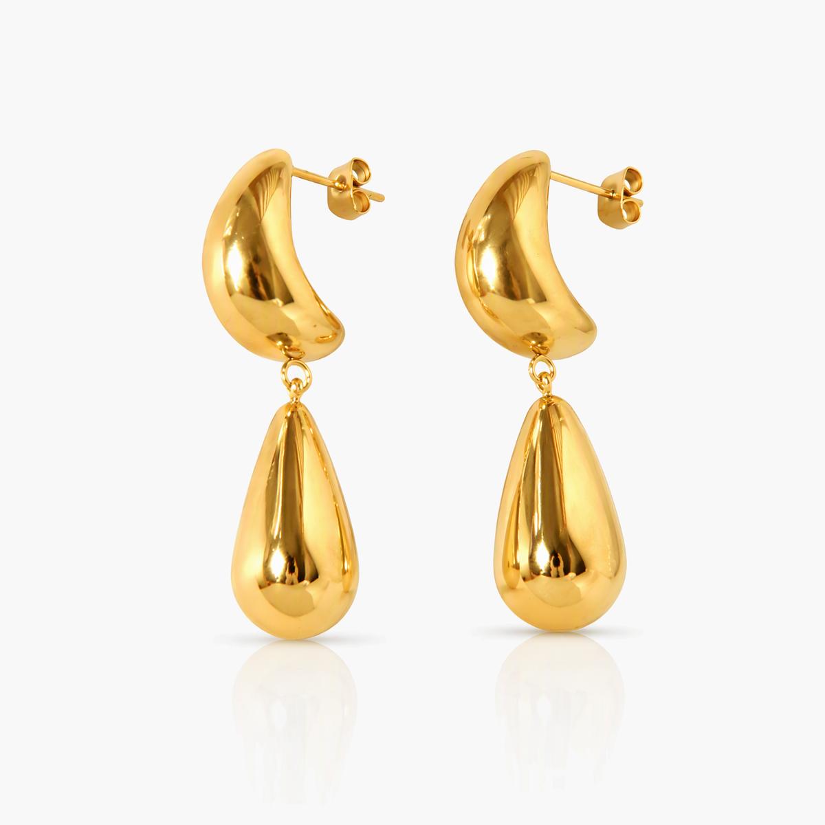 Crescent Moon Teardrop Earrings