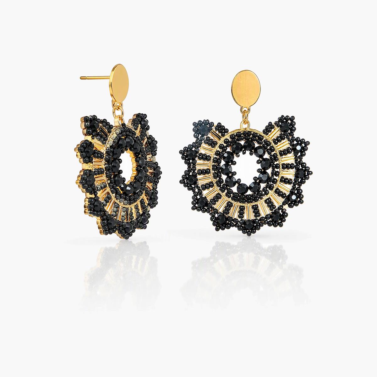Boho Beaded Flower Drop Earrings