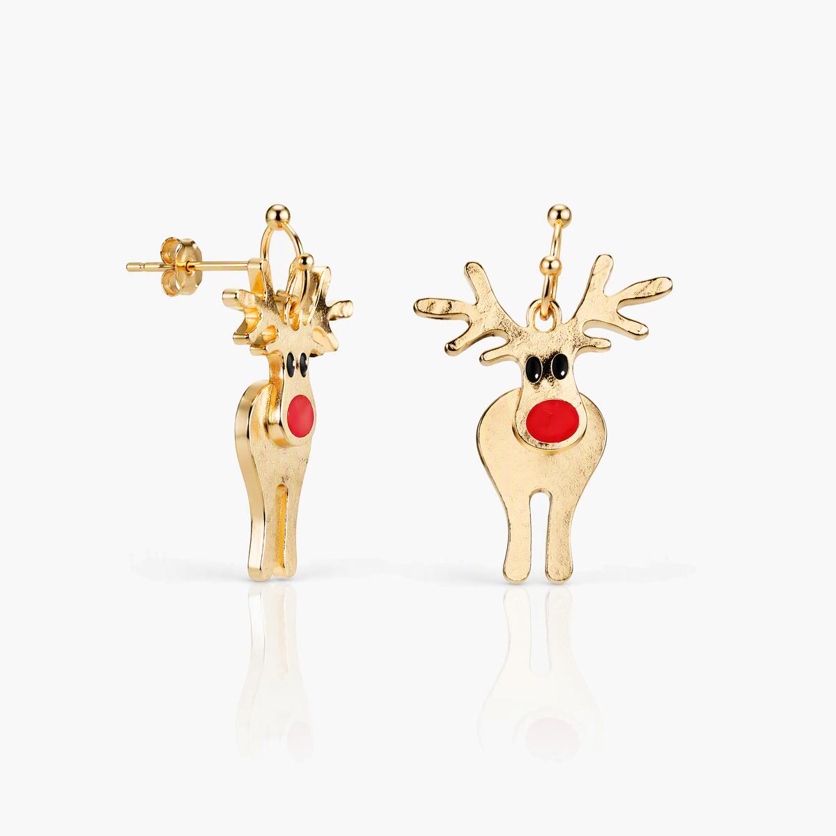 Cute Reindeer Snowman Bow Stud Earrings
