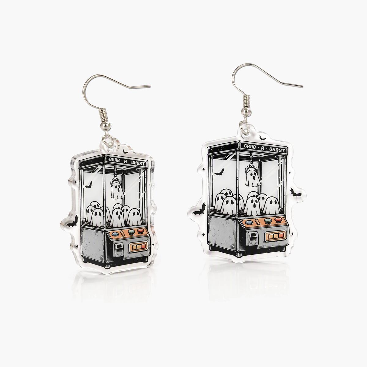 Cute Ghost Claw Machine Drop Earrings