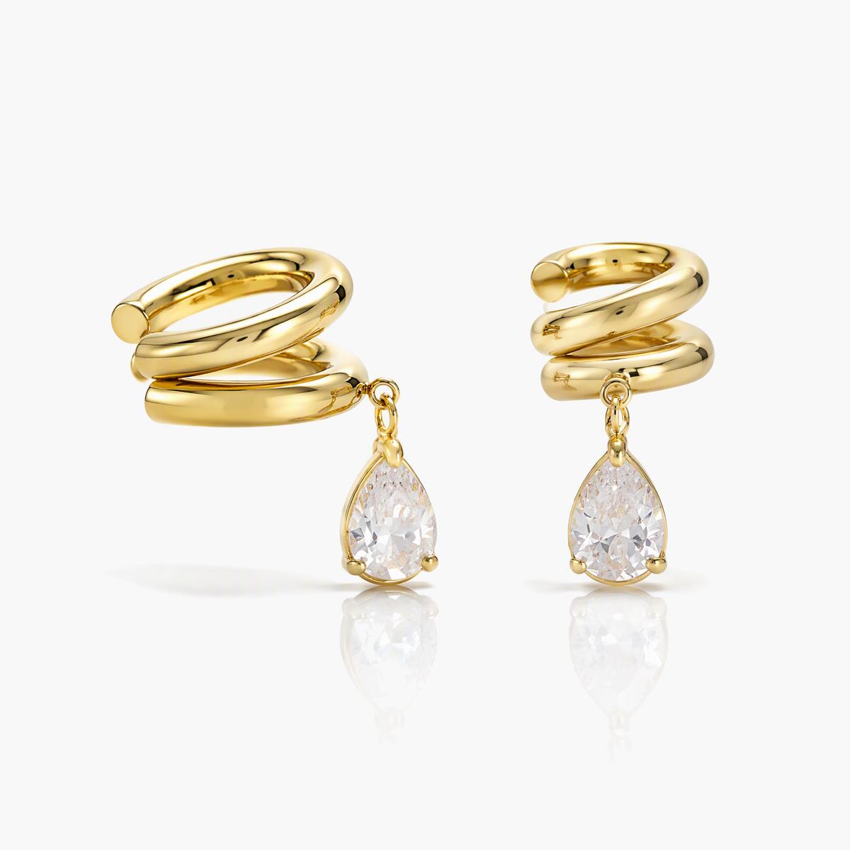 Dainty Three-Stone Drop Earrings
