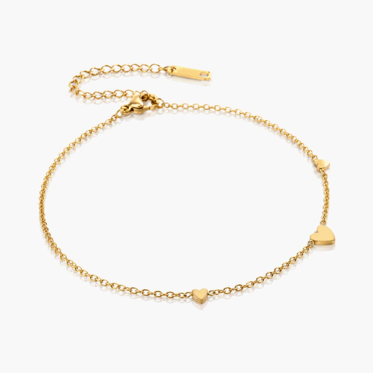 Dainty Three Heart Charm Bracelet