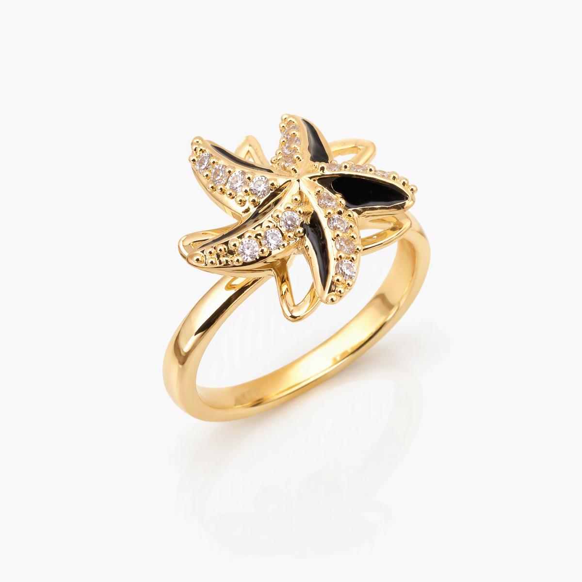 Enamel Flower & Evil Eye Ring