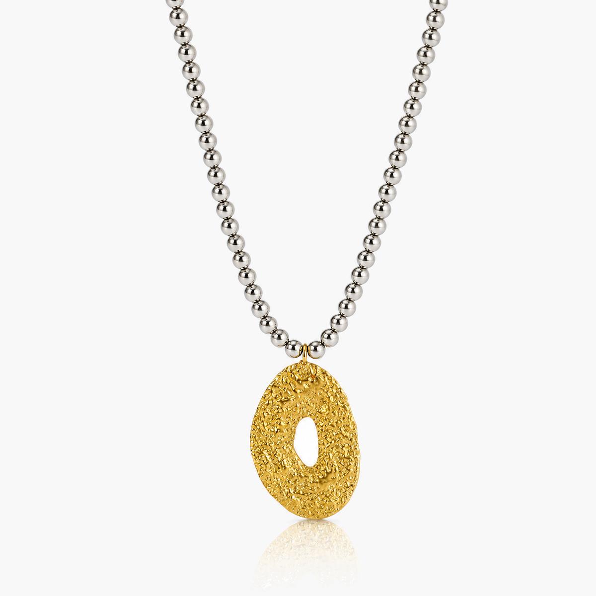 Textured Disc Pendant Necklace