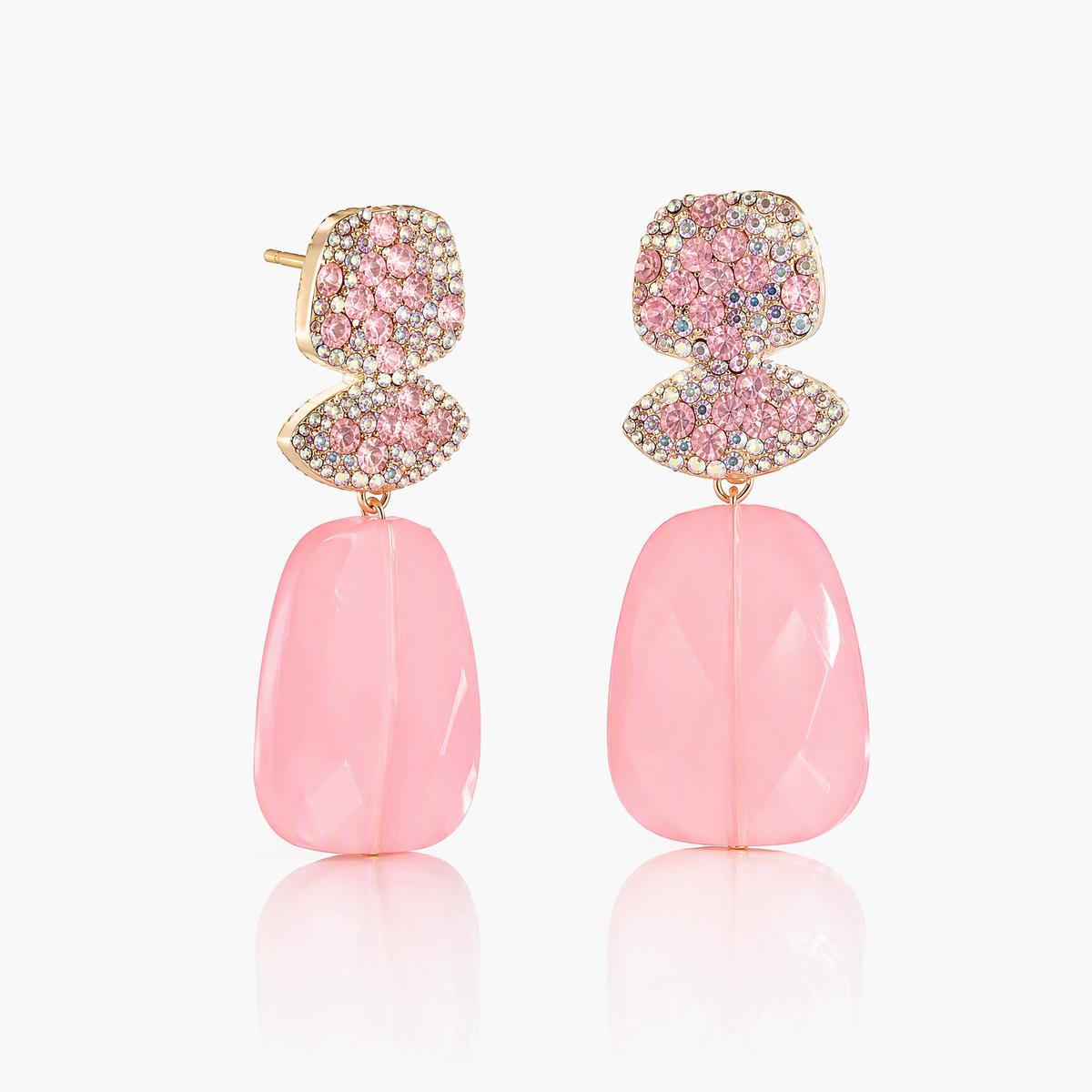 Rhinestone Bow Drop Earrings