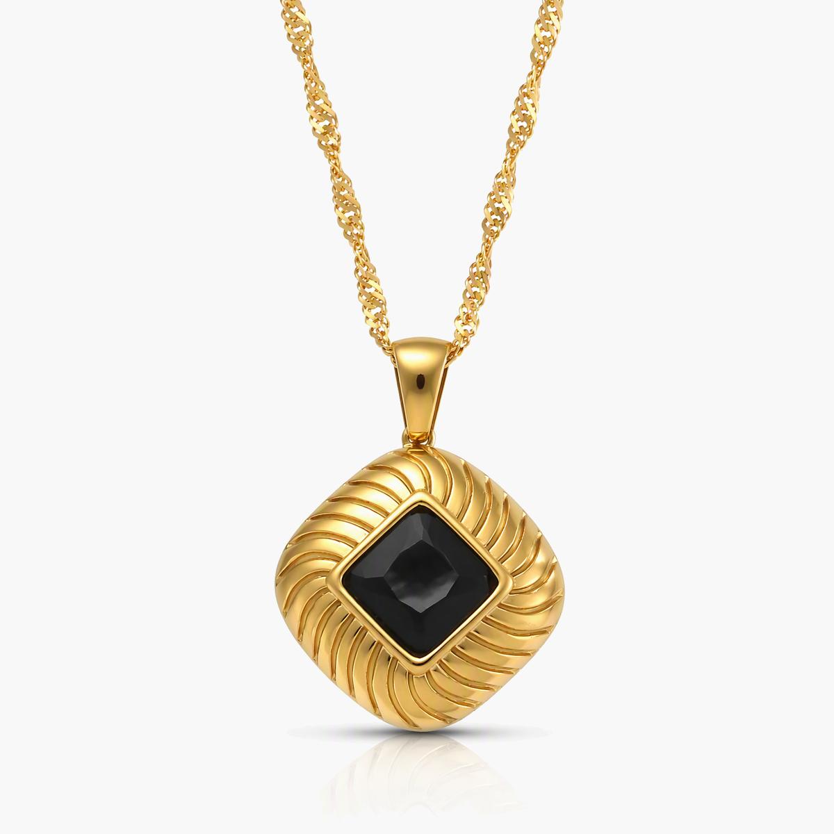 Vintage Twisted Square Pendant Necklace
