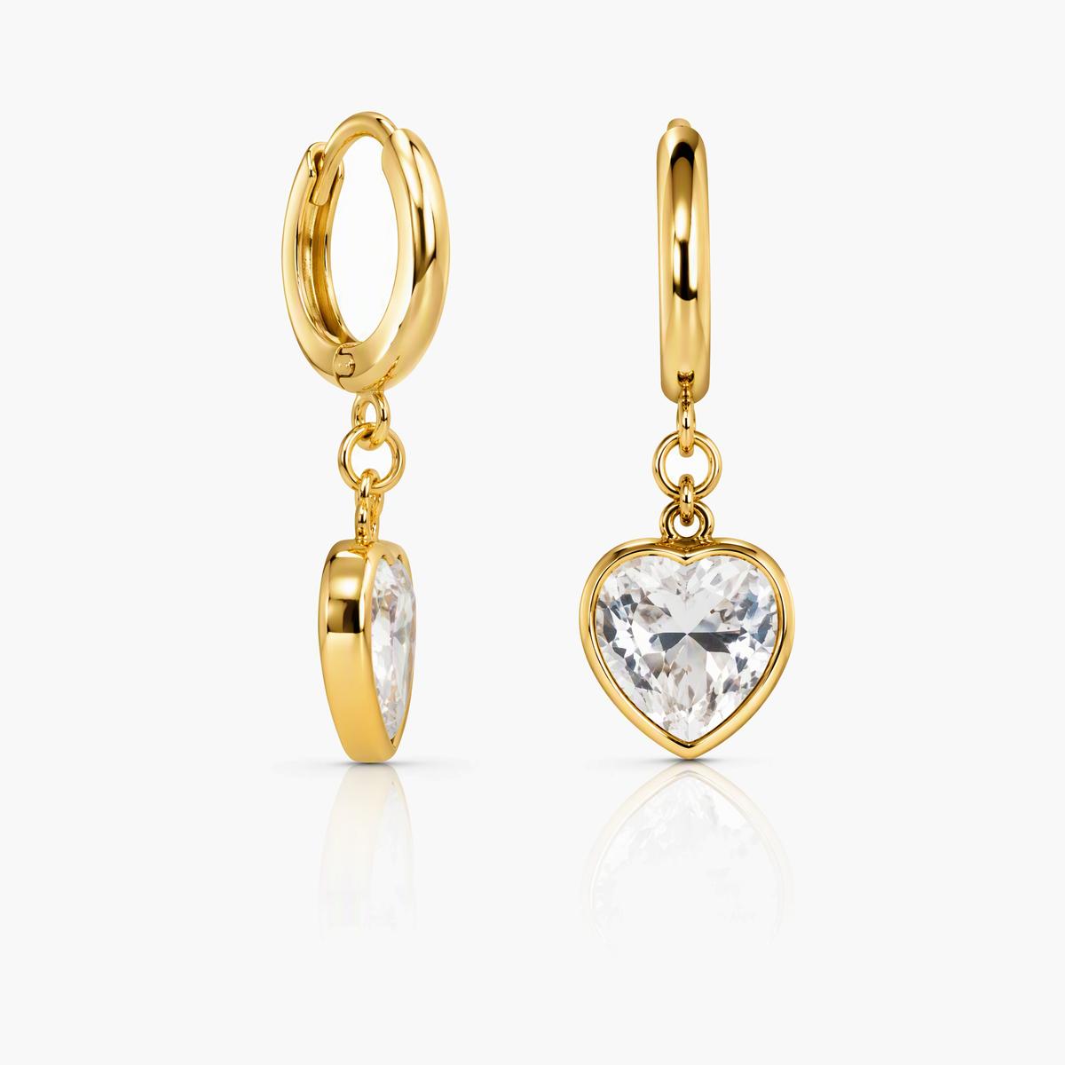 Dainty Heart Charm Drop Earrings