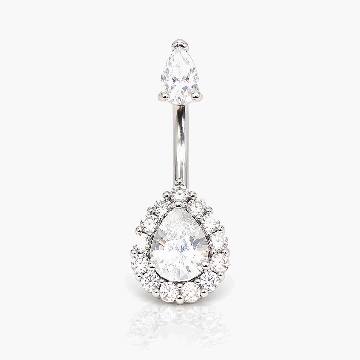 Elegant Teardrop Halo Belly Ring