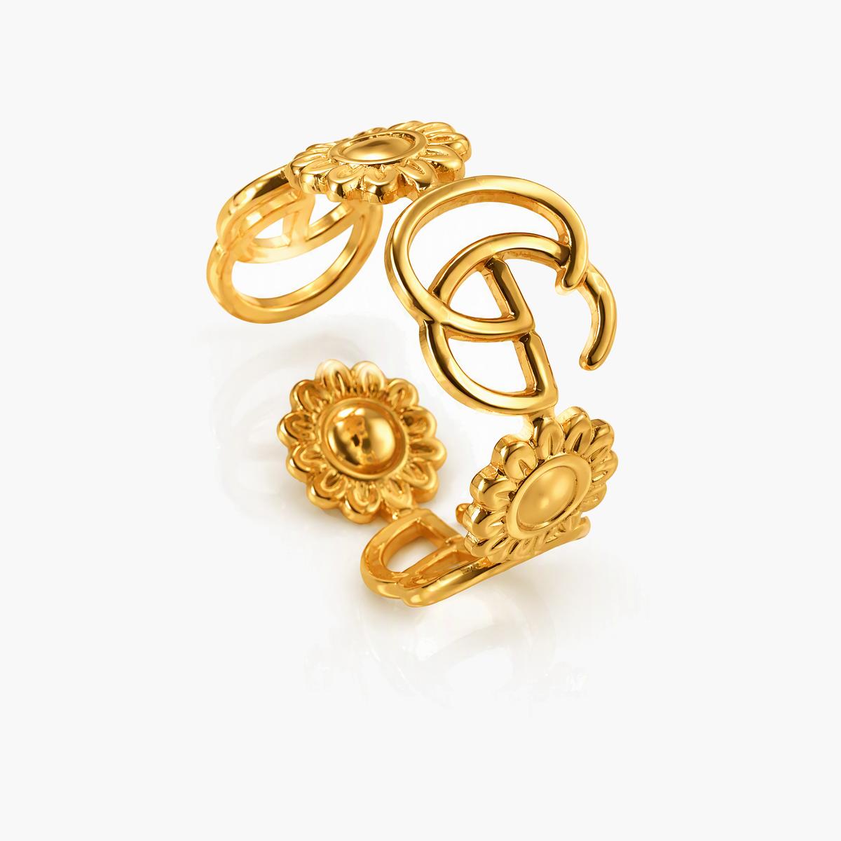 Daisy Flower Open Cuff Ring