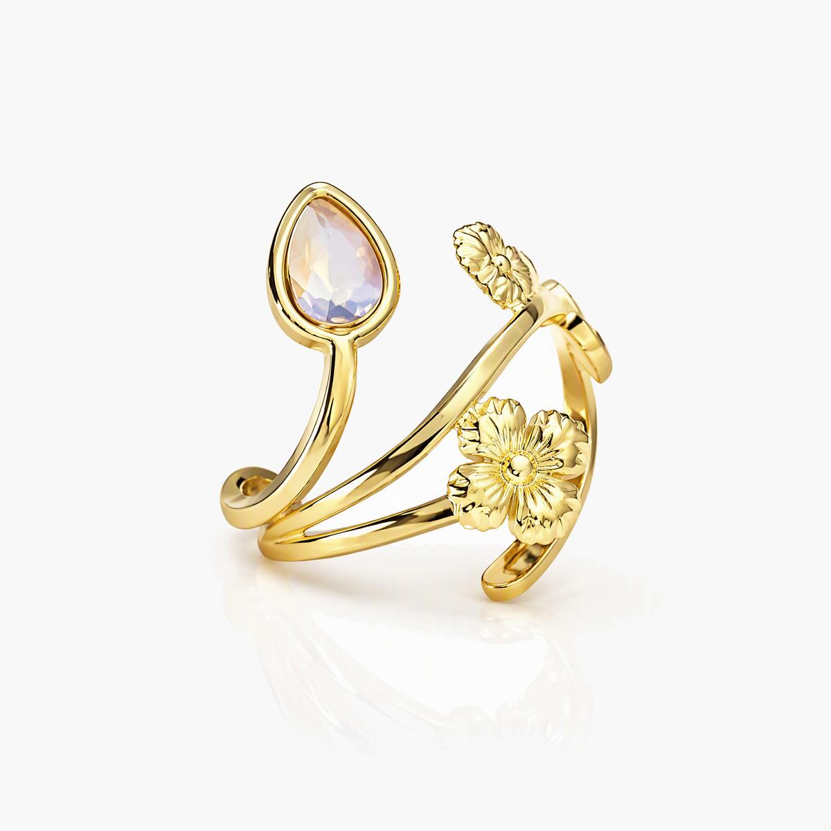 Dainty Flower Open Cuff Ring